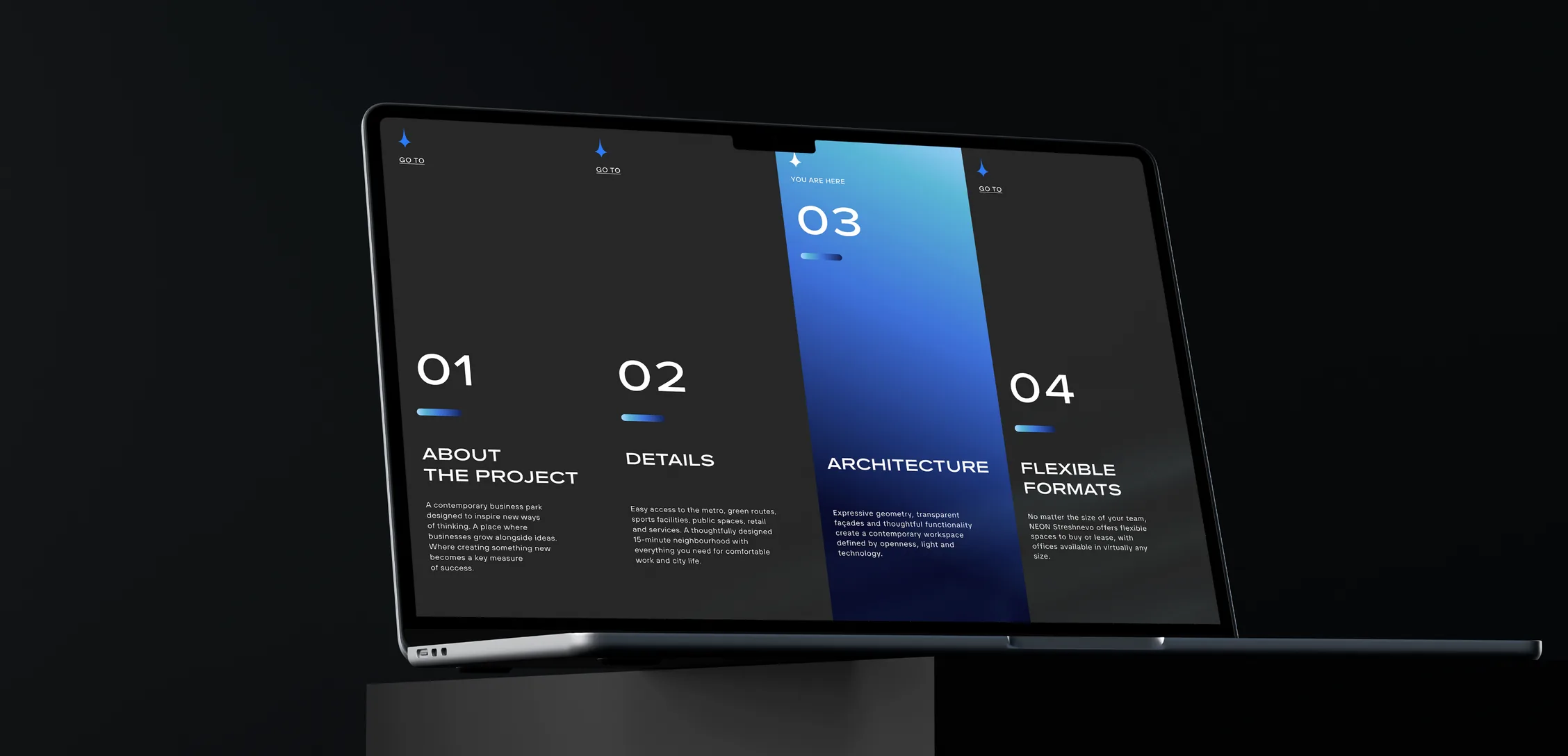 the NEON presentation, opening spread