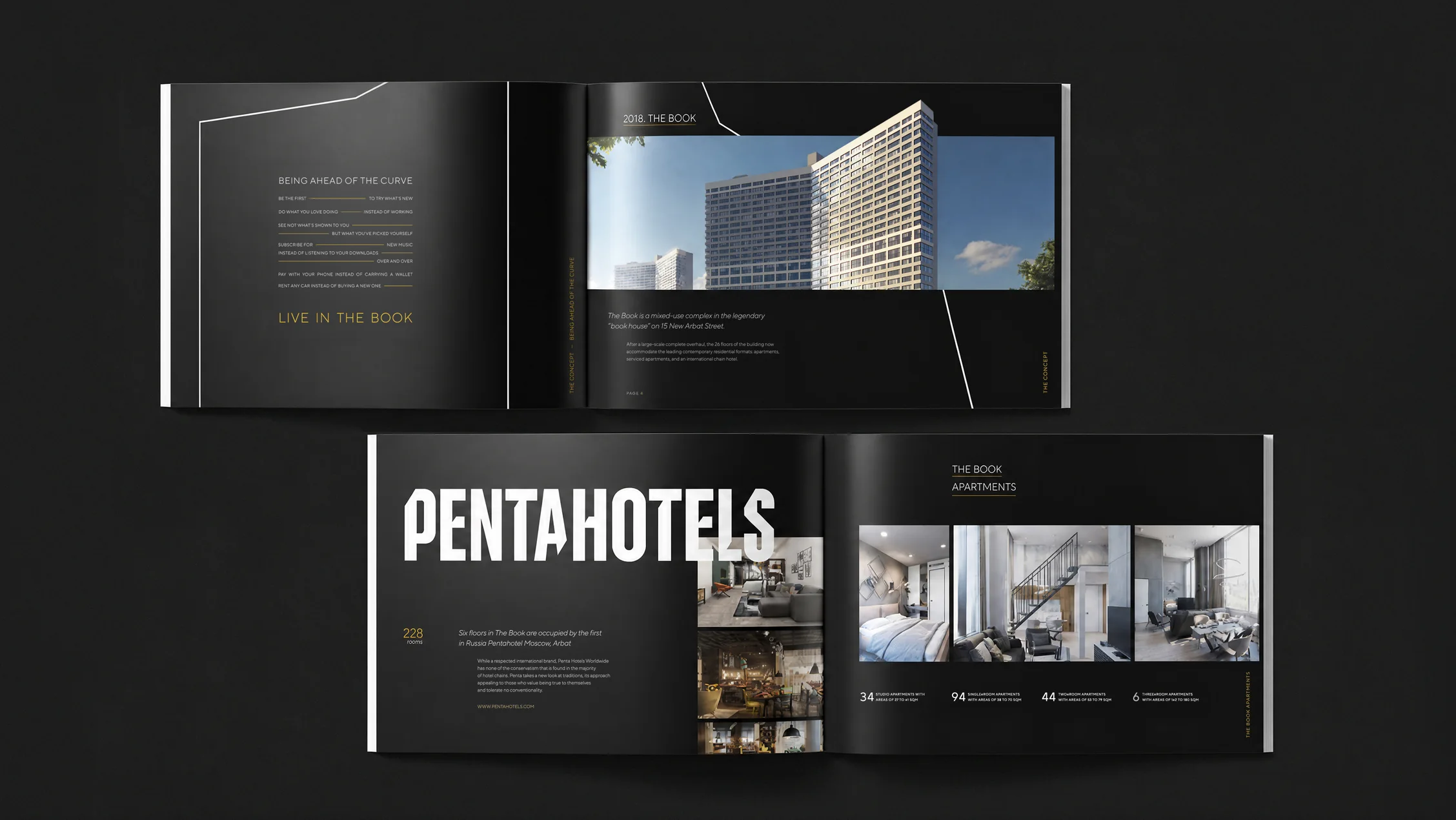 two spreads of The Book booklet