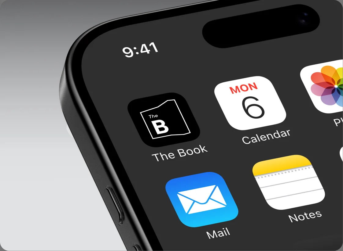 The Book app icon on a phone